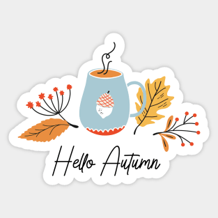 Autumn composition with hand drawn botanical elements Sticker